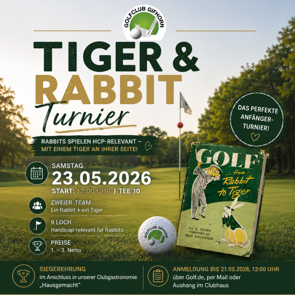 Turnierankündigung Tiger & Rabbit 23.05.2026